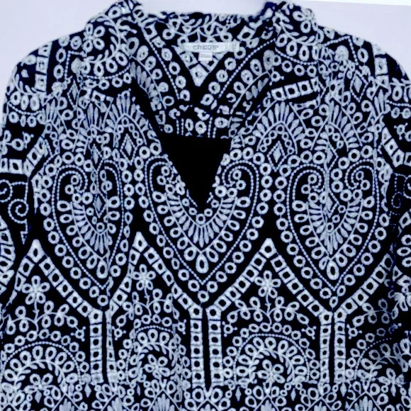 Chico's Eyelet Tiered Sundress Embroidered
Maxi Blue White Size 14/2.5 Dress - Picture 12 of 13